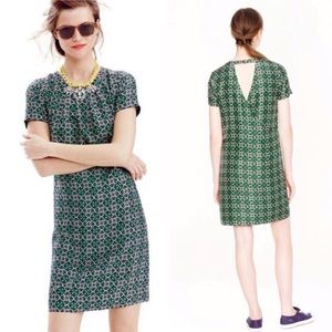 NWOT JCrew Silk Swoop Latticework Medallion Dress
